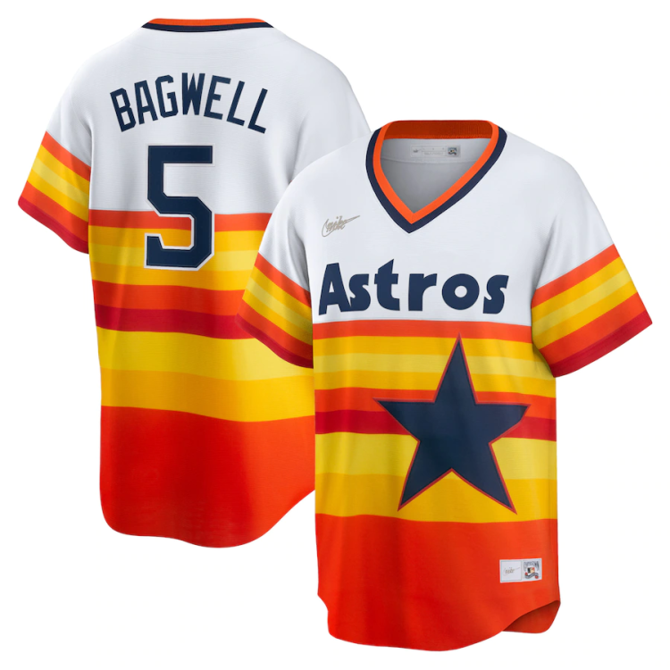 Men's Houston Astros Jeff Bagwell #5 White Home Cooperstown Collection Jersey