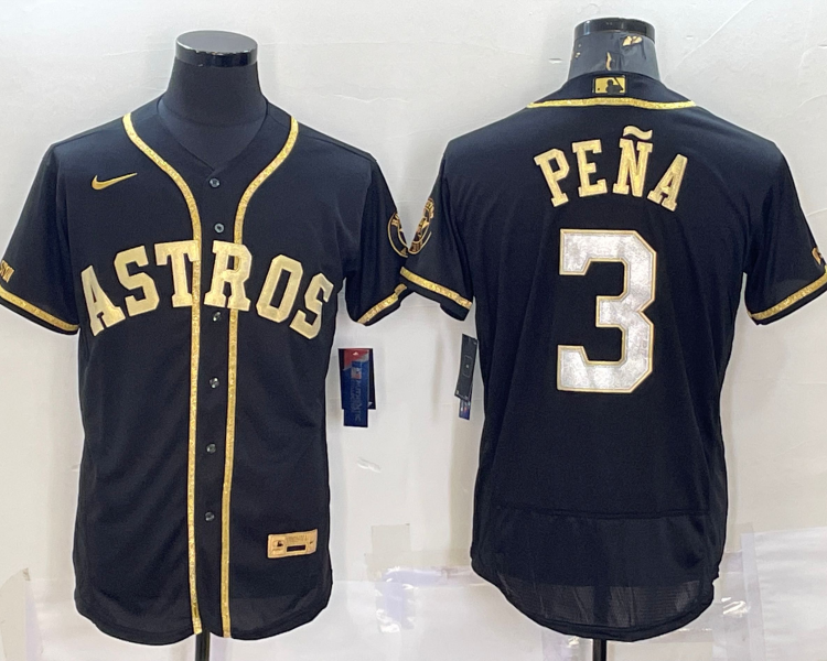 Men's Houston Astros Jeremy Pena #3 Black Team Jersey
