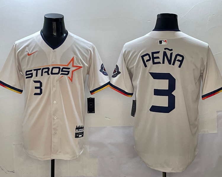 Men's Houston Astros Jeremy Pena #3 Cream 2025 City Connect Limited Jersey