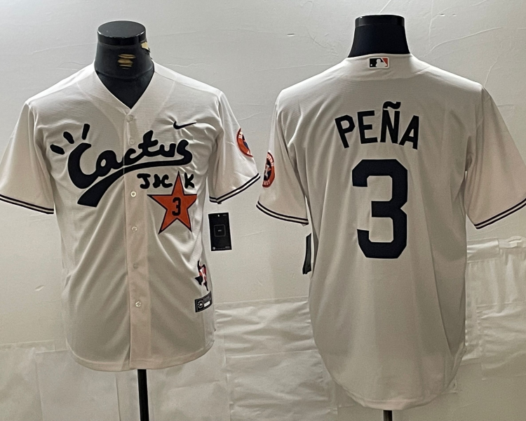 Men's Houston Astros Jeremy Pena #3 Cream Jersey Joint Edition