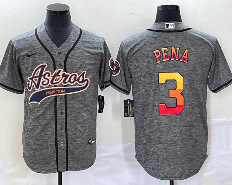 Men's Houston Astros Jeremy Pena #3 Gray Jersey Joint Edition