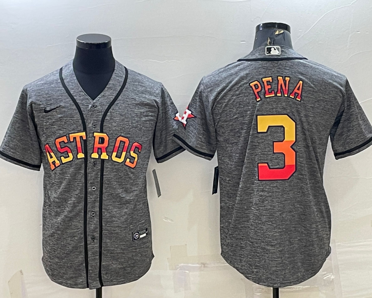 Men's Houston Astros Jeremy Pena #3 Gray Jersey