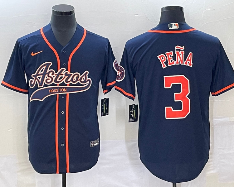 Men's Houston Astros Jeremy Pena #3 Navy Jersey Joint Edition
