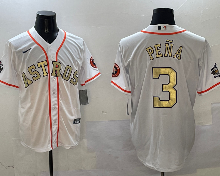 Men's Houston Astros Jeremy Pena #3 White Jersey
