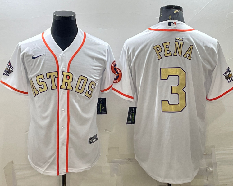 Men's Houston Astros Jeremy Pena #3 White Team Jersey