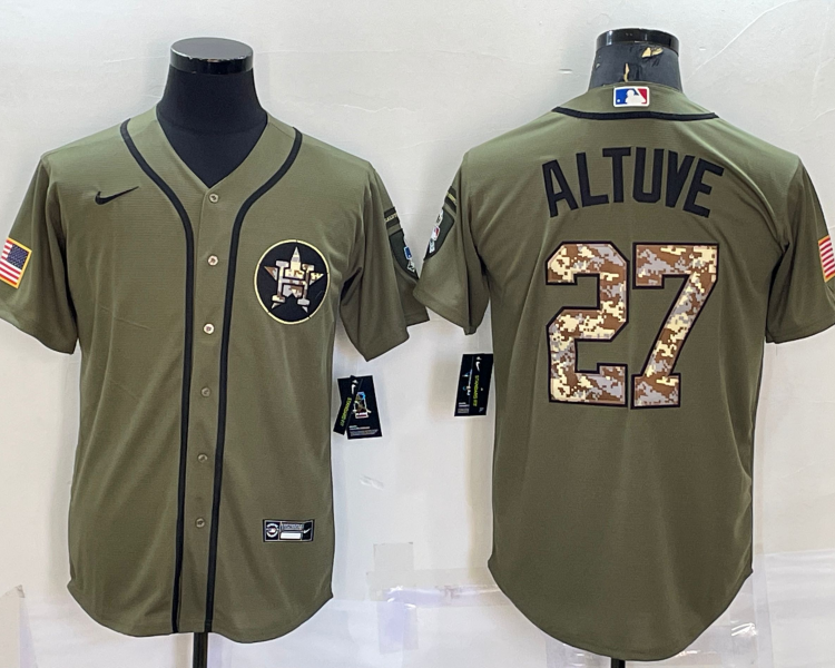 Men's Houston Astros Jose Altuve #27 Army Green Jersey