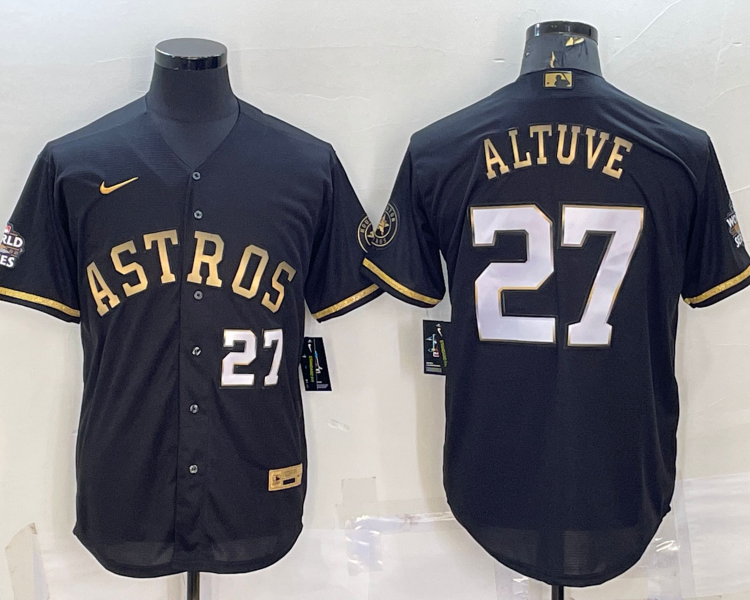 Men's Houston Astros Jose Altuve #27 Black Authentic Jersey