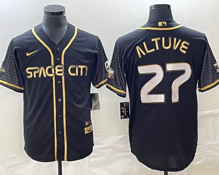 Men's Houston Astros Jose Altuve #27 Black City Connect Jersey