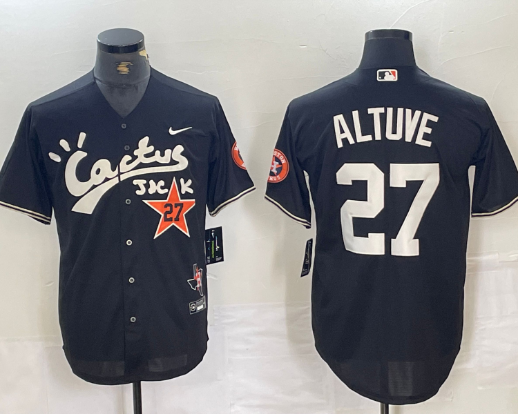 Men's Houston Astros Jose Altuve #27 Black Limited Jersey