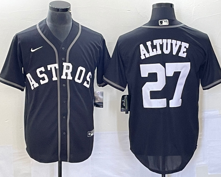 Men's Houston Astros Jose Altuve #27 Black Team Jersey