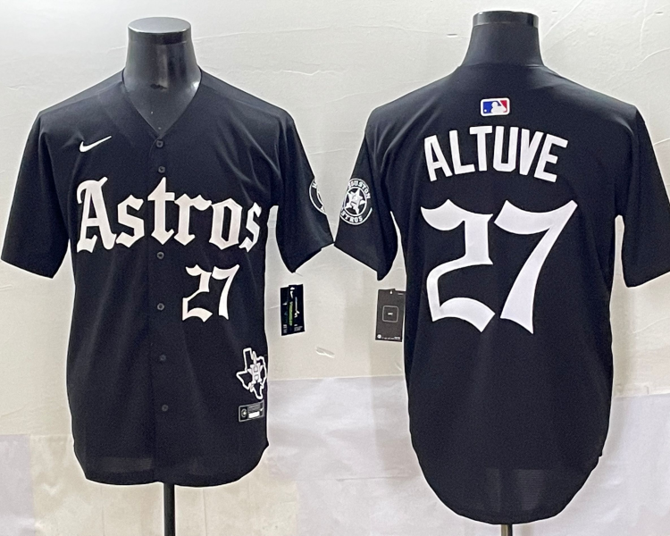 Men's Houston Astros Jose Altuve #27 Black Team Jersey