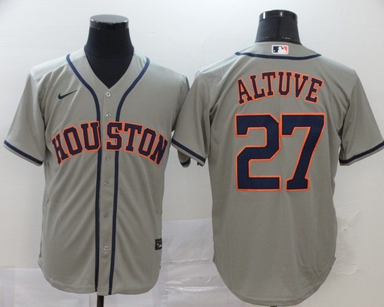Men's Houston Astros Jose Altuve #27 Gray Baseball Jersey