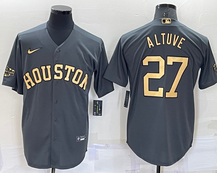 Men's Houston Astros Jose Altuve #27 Gray Stitched Jersey