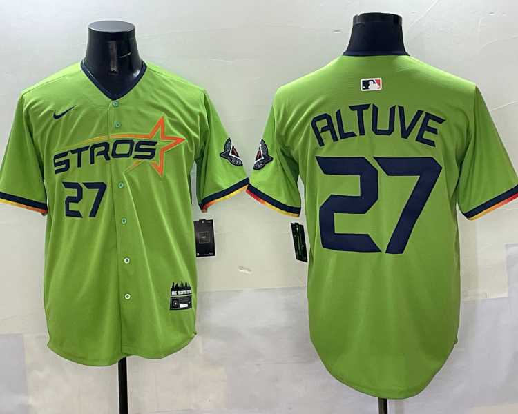 Men's Houston Astros Jose Altuve #27 Green 2025 City Connect Limited Jersey