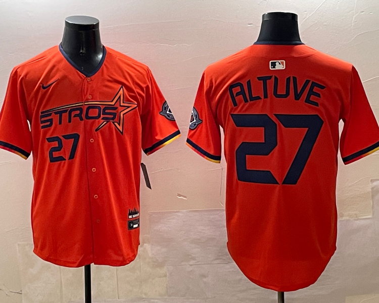 Men's Houston Astros Jose Altuve #27 Orange 2025 City Connect Limited Jersey