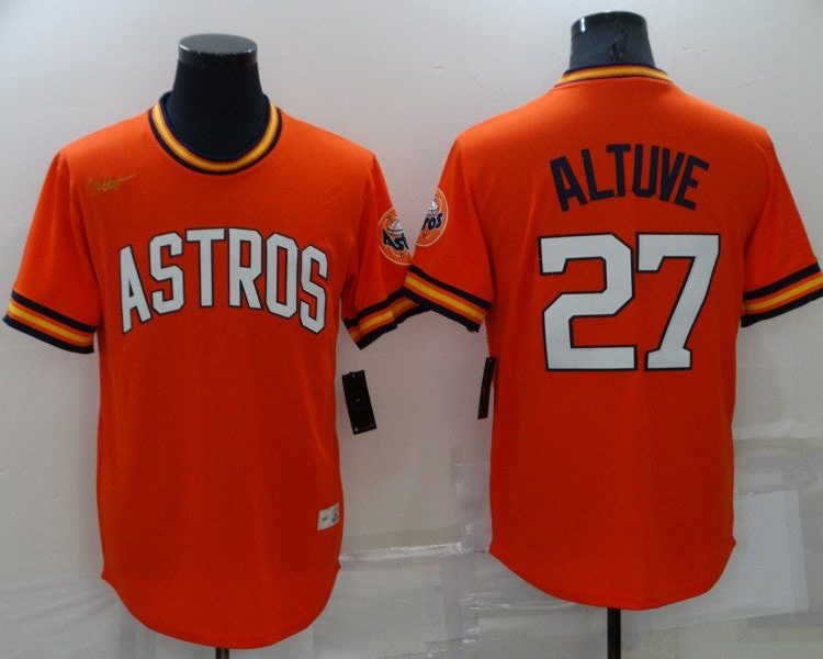 Men's Houston Astros Jose Altuve #27 Orange Authentic Jersey