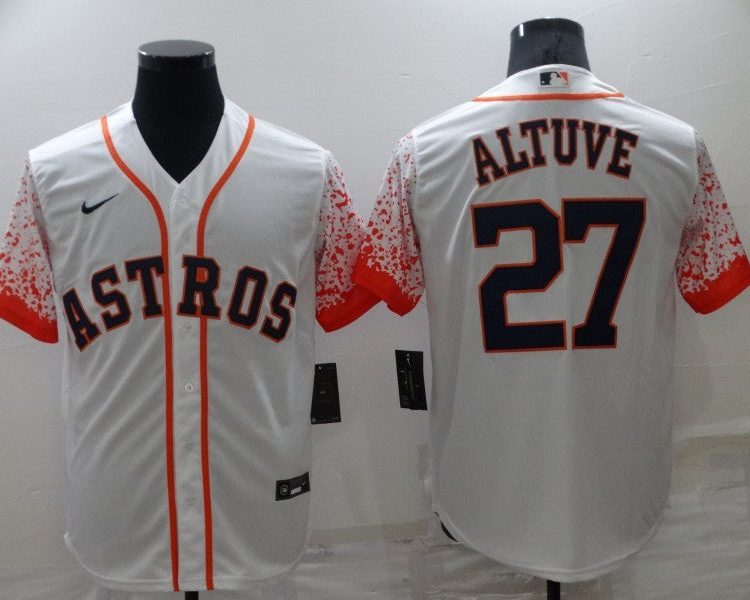 Men's Houston Astros Jose Altuve #27 White Alternate Jersey