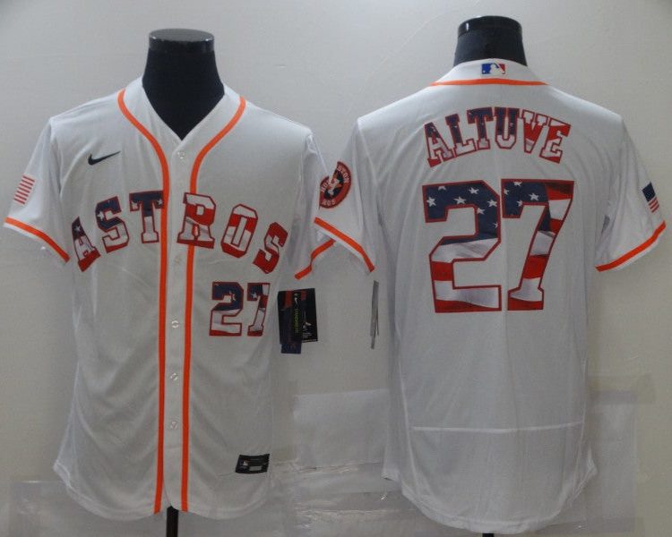 Men's Houston Astros Jose Altuve #27 White Authentic Jersey