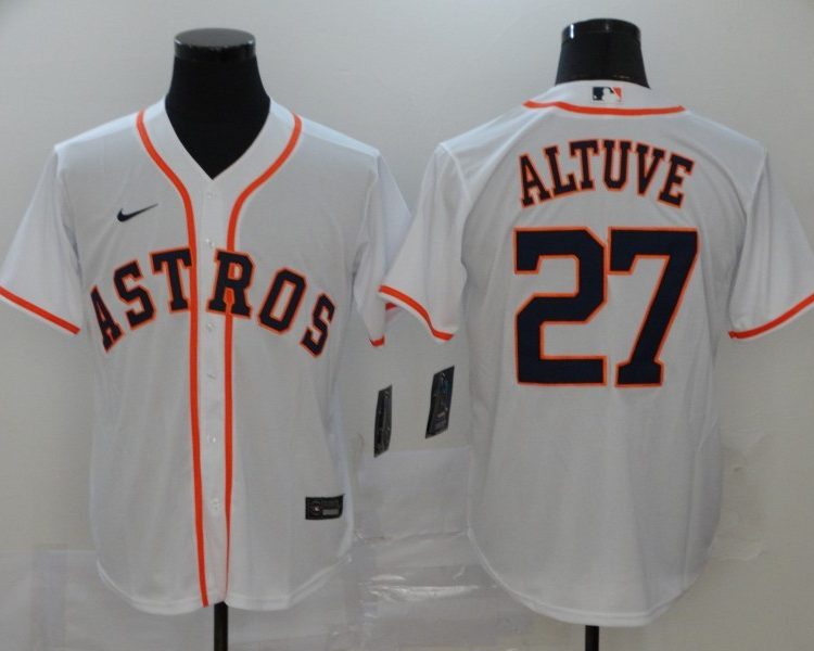 Men's Houston Astros Jose Altuve #27 White Baseball Jersey