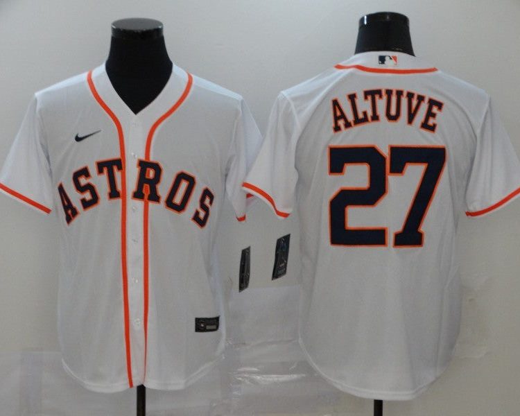 Men's Houston Astros Jose Altuve #27 White Baseball Jersey