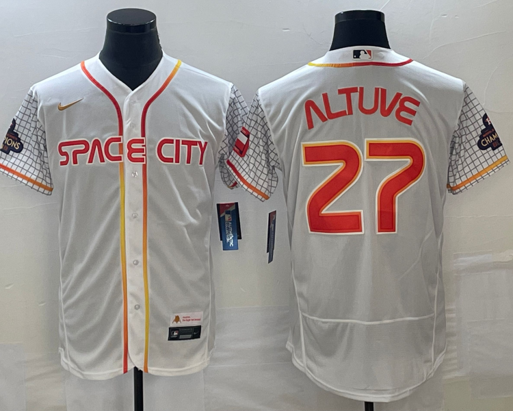Men's Houston Astros Jose Altuve #27 White City Connect Jersey