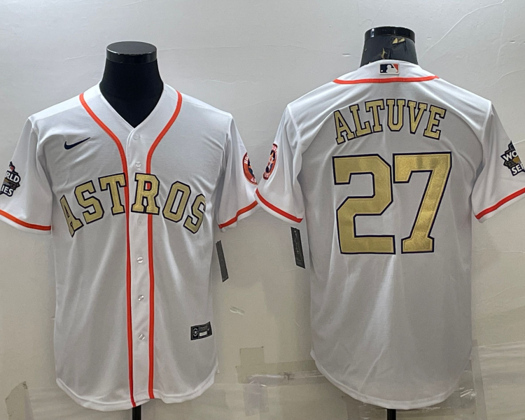 Men's Houston Astros Jose Altuve #27 White Jersey
