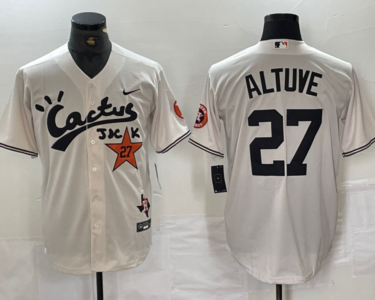 Men's Houston Astros Jose Altuve #27 White Limited Jersey