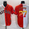 Men's Houston Astros Jose Altuve #27 White/Orange Jersey