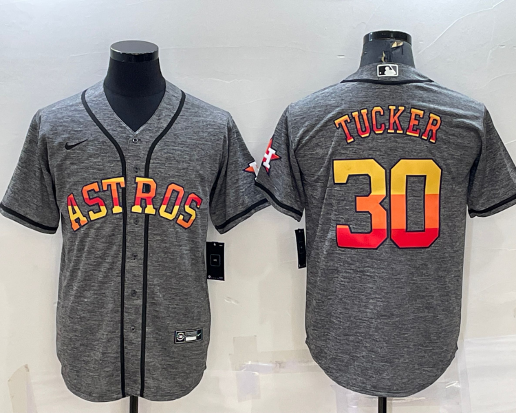 Men's Houston Astros Kyle Tucker #30 Gray Team Jersey