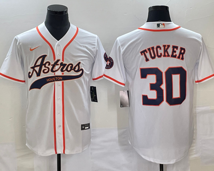 Men's Houston Astros Kyle Tucker #30 White Jersey Joint Edition