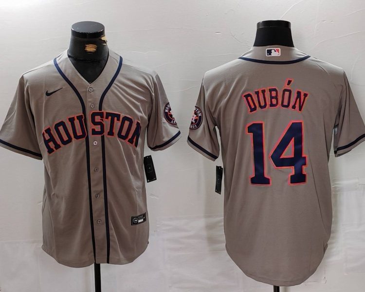 Men's Houston Astros Mauricio Dubon #14 Gray Road Jersey