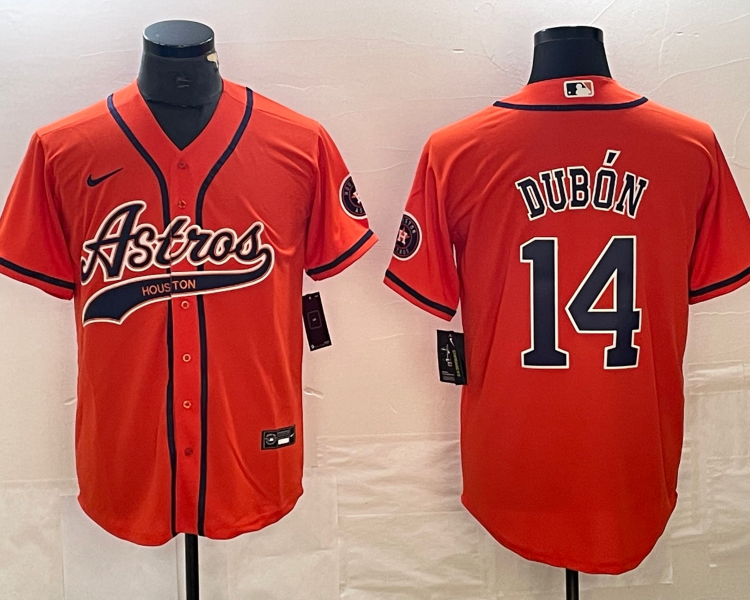 Men's Houston Astros Mauricio Dubon #14 Orange Jersey Joint Edition