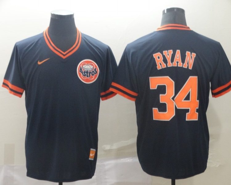 Men's Houston Astros Nolan Ryan #34 Navy Stitched Jersey