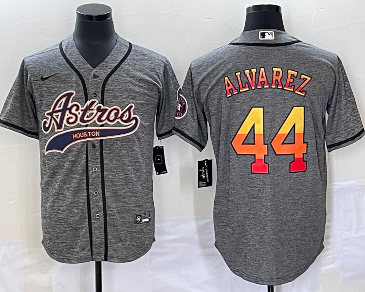 Men's Houston Astros Yordan Alvarez #44 Gray Jersey Joint Edition