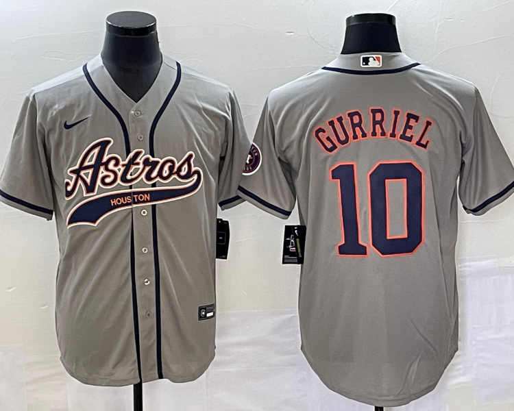 Men's Houston Astros Yuli Gurriel #10 Gray Jersey Joint Edition