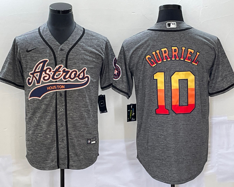 Men's Houston Astros Yuli Gurriel #10 Gray Jersey Joint Edition