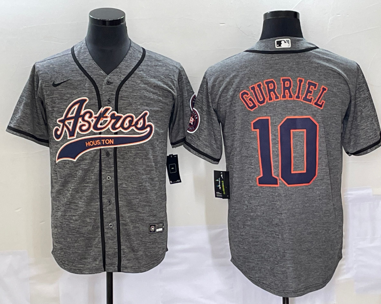Men's Houston Astros Yuli Gurriel #10 Gray Team Jersey Joint Edition