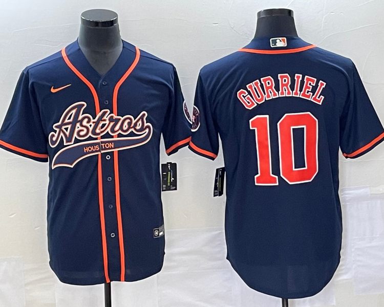 Men's Houston Astros Yuli Gurriel #10 Navy Jersey Joint Edition