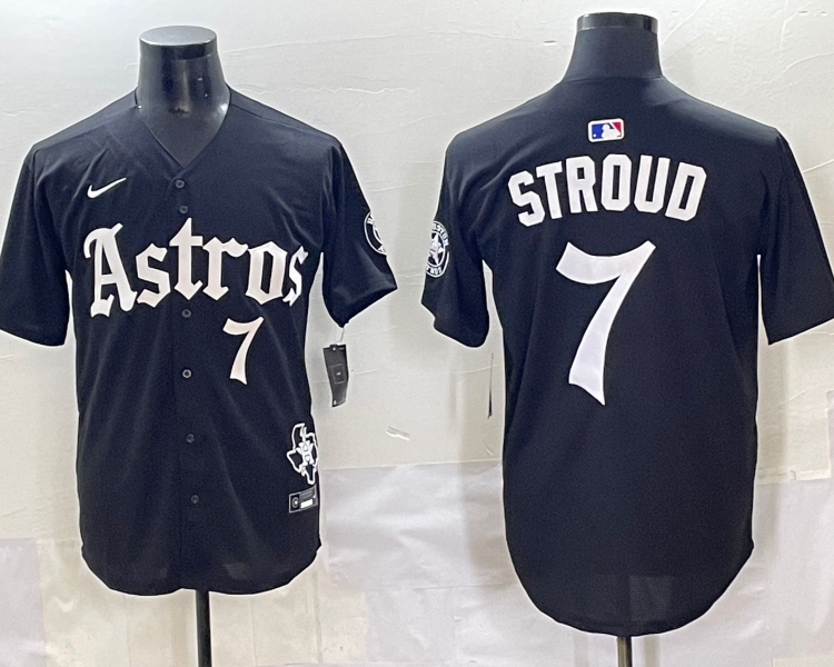 Men's Houston Astros C.J. Stroud #7 Black Jersey