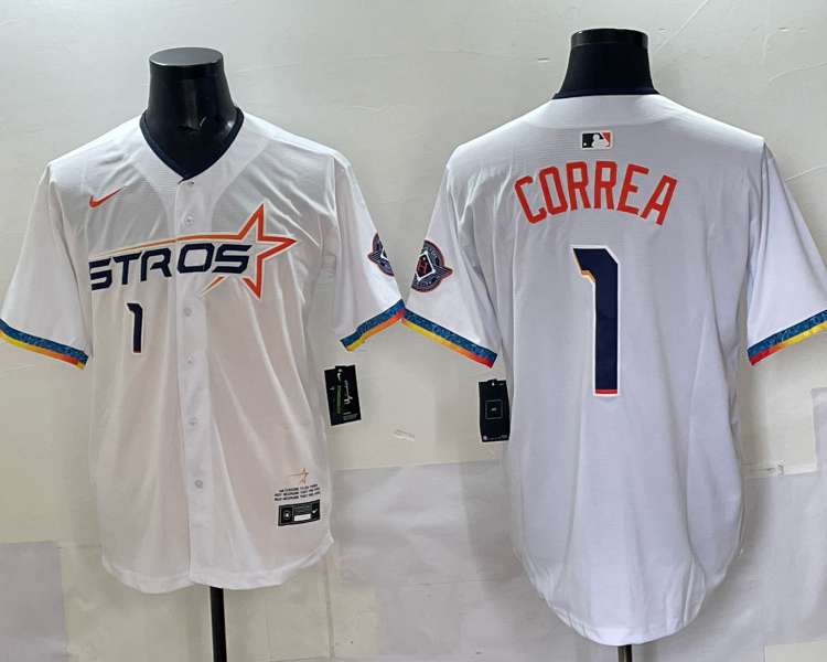 Men's Houston Astros Carlos Correa #1 White 2025 City Connect Limited Jersey