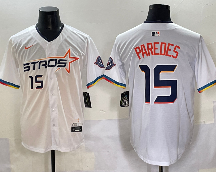 Men's Houston Astros Enoli Paredes #15 White 2025 City Connect Limited Jersey