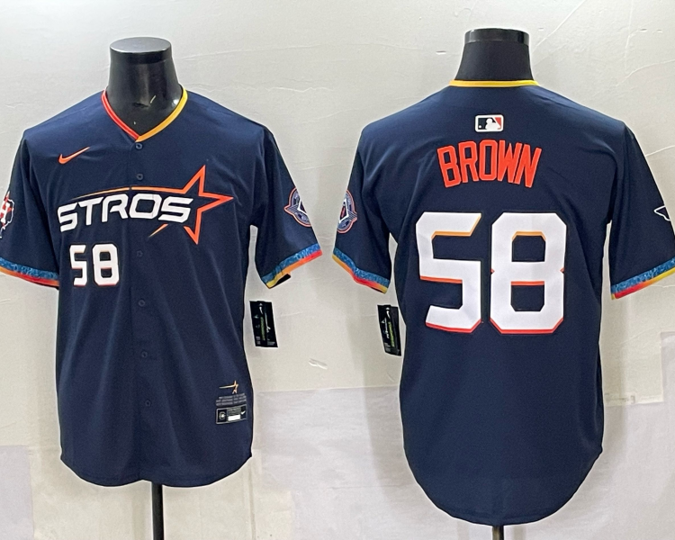 Men's Houston Astros Hunter Brown #58 Navy 2025 City Connect Limited Jersey