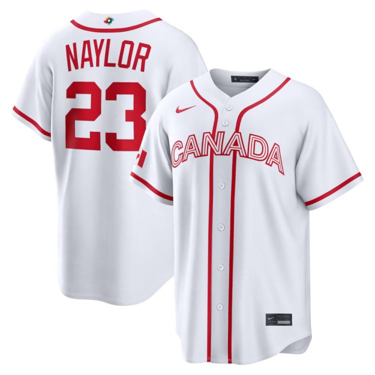Men's Canada Baseball #23 Bo Naylor White 2026 World Baseball Classic Home Stadium Jersey
