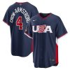 Men's USA Baseball #4 Pete Crow-Armstrong Navy 2026 World Baseball Classic Road Stadium Jersey