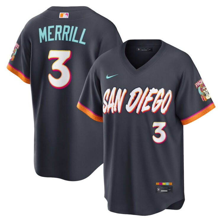 Youth San Diego Padres #3 Jackson Merrill Nike Obsidian 2026 City Connect Stadium Jersey
