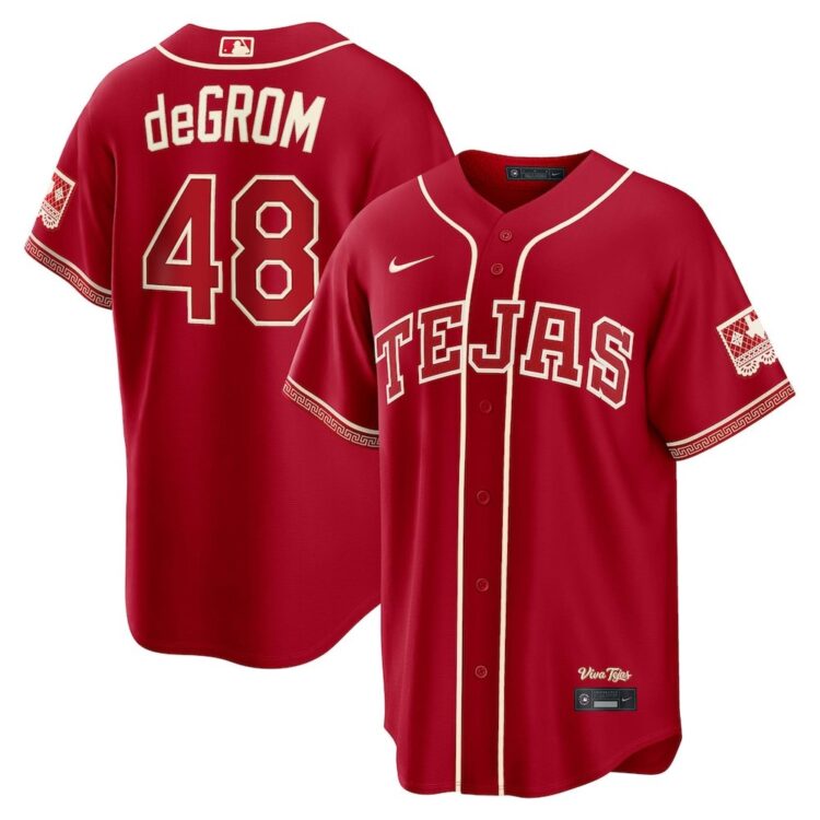 Youth Texas Rangers #48 Jacob deGrom Red 2026 City Connect Stitched Jersey