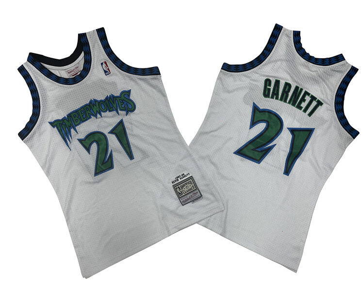 Men's Minnesota Timberwolves #21 Kevin Garnett Mitchell & Ness 1997-98 Hardwood Classics Swingman Jersey White