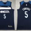 Mens Minnesota Timberwolves #5 Anthony Edwards Navy 2023-24 Icon Edition Jersey