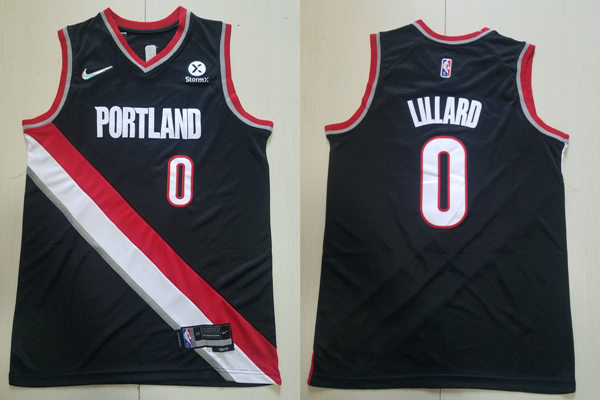 Mens Portland Trail Blazers #0 Damian Lillard Black Icon Edition Jersey