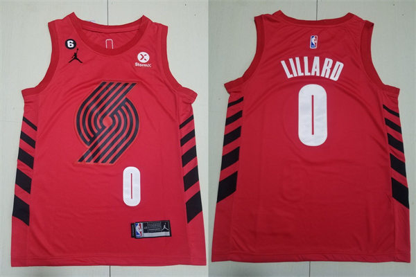 Mens Portland Trail Blazers #0 Damian Lillard Red Statement Edition Player Jersey